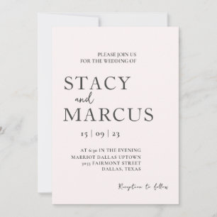 Minimalist Wedding Invitation, 5x7 Simple Elegant Invitation