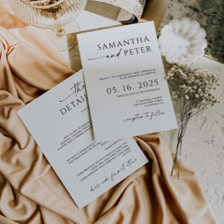 Minimalist Wedding Invitation and Details Card 