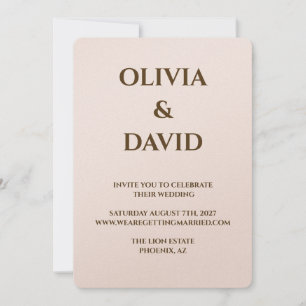 Minimalist Wedding Invitation   Soft Blush & Champ