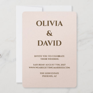 Minimalist Wedding Invitation | Soft Blush & Champ