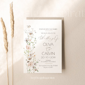 Minimalist Wedding Invitation Template Wildflower