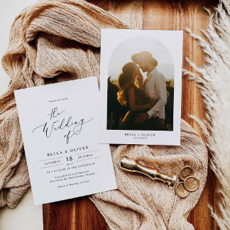 Minimalist Wedding Invitation Template with Photo