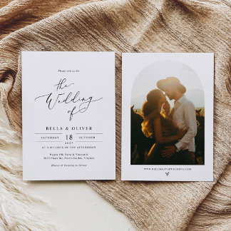 Minimalist Wedding Invitation Template with Photo