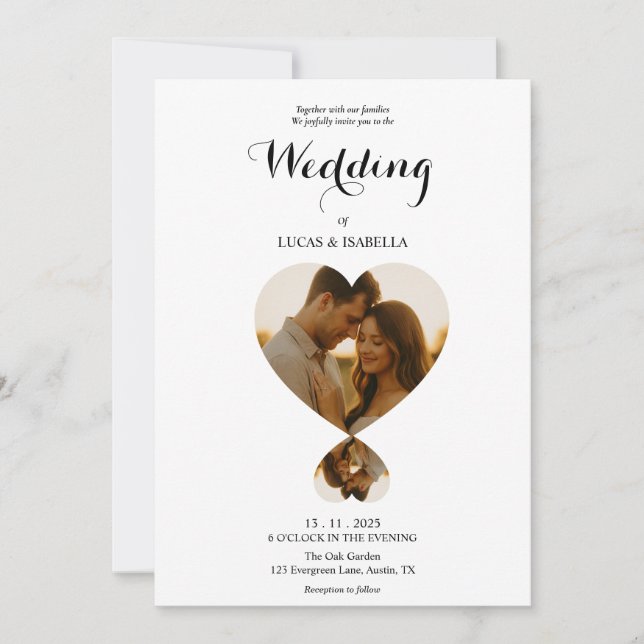 Minimalist Wedding Invitation with Photo (Front)