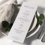 Minimalist Wedding Menu<br><div class="desc">Add a touch of elegance to your wedding reception with this minimalist wedding menu. The simple and clean design showcases your menu in a stylish and sophisticated way, while complementing any wedding theme. The minimalist design features a delicate font and plenty of white space, creating a timeless look that will...</div>