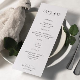 Minimalist Wedding Menu
