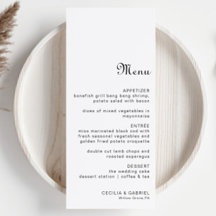 Minimalist Wedding Menu