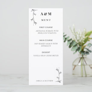 Minimalist Wedding Menu Card, Modern Aesthetic