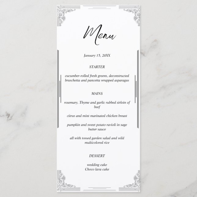 Minimalist Wedding Menu Card | Reception Card (Front)