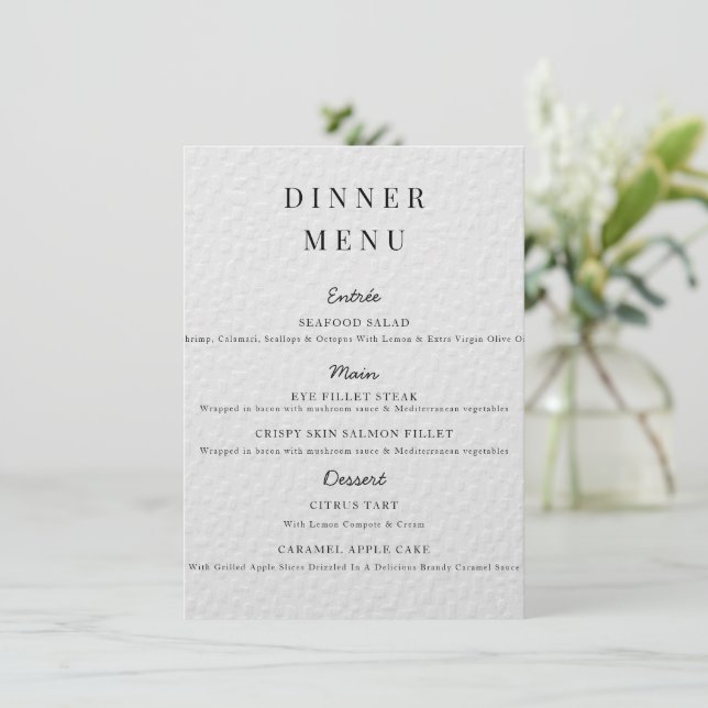 Minimalist Wedding Menu Poster Simple Wedding  (Standing Front)