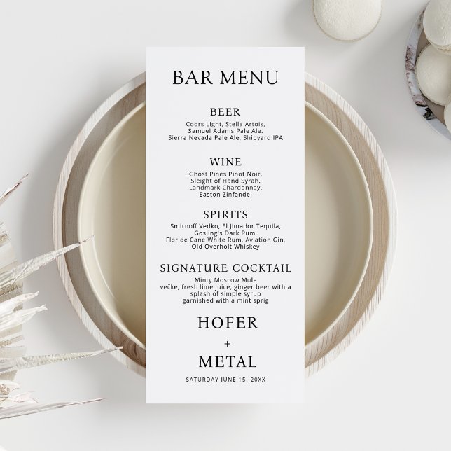 Minimalist Wedding Menu Script Reception Dinner Invitation (Creator Uploaded)