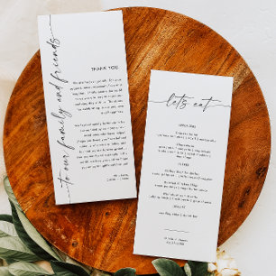 Minimalist Wedding Menu, Wedding Menu Cards