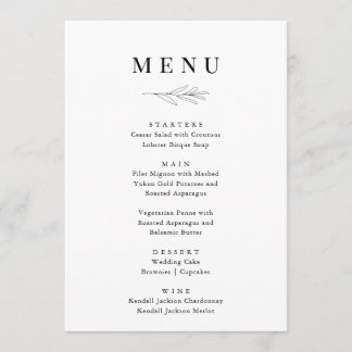 Minimalist Wedding Menus by PAPER & LACE