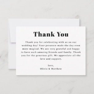 Minimalist Wedding   Modern Neutral Typography Thank You Card