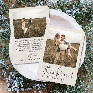 Minimalist Wedding Modern Stylish Script Photo Thank You Card
