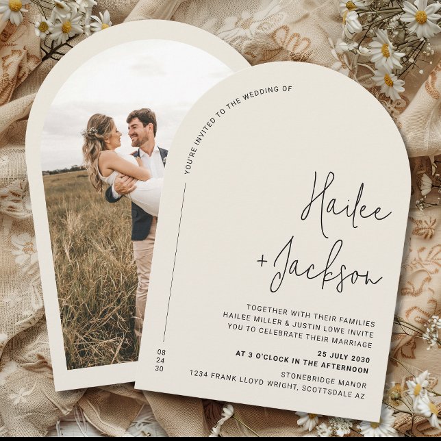 Minimalist Wedding Modern Stylish Simple Photo Invitation (Creator Uploaded)