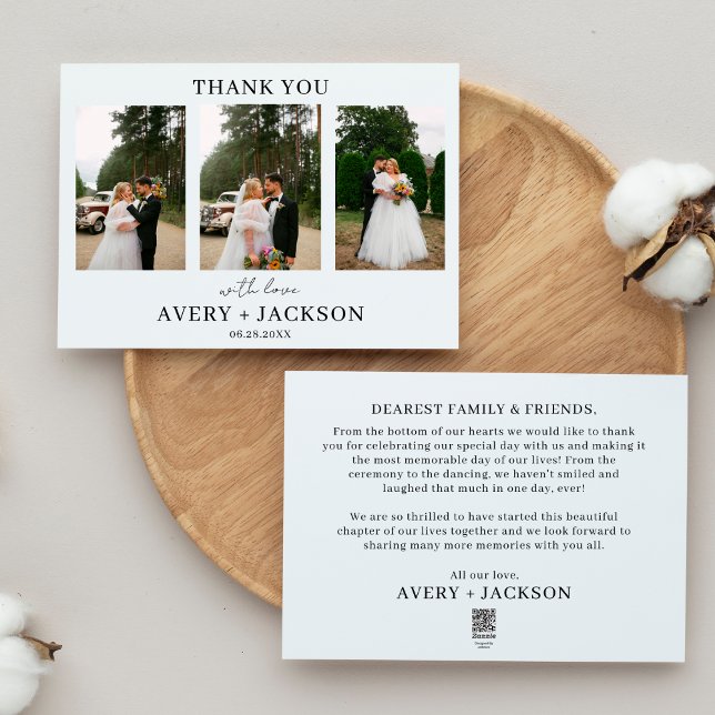 Minimalist Wedding Modern Wedding Photo Thank You Holiday Card (Creator Uploaded)
