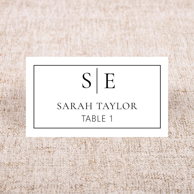 Minimalist Wedding Monogram Calligraphy Flat Tent Place Card (Creator Uploaded)