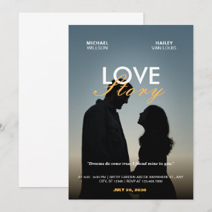 Minimalist Wedding movie poster photo love story  Invitation