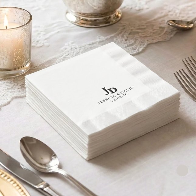 Minimalist Wedding Napkins Personalised Monogram  (Creator Uploaded)