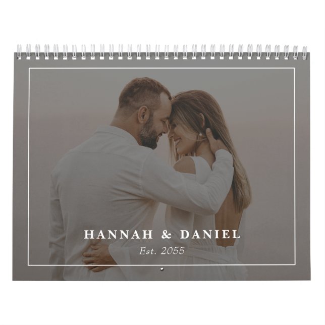 Minimalist Wedding Newlyweds Photo Collage 2026 Calendar (Cover)
