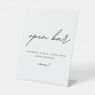Minimalist Wedding Open Bar Pedestal Sign