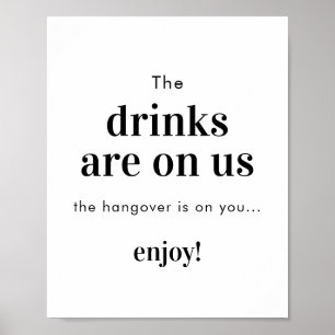Minimalist Wedding Open Bar Sign   Funny Bar Sign