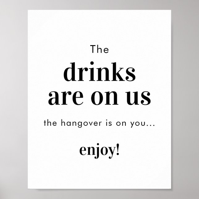 Minimalist Wedding Open Bar Sign | Funny Bar Sign (Front)