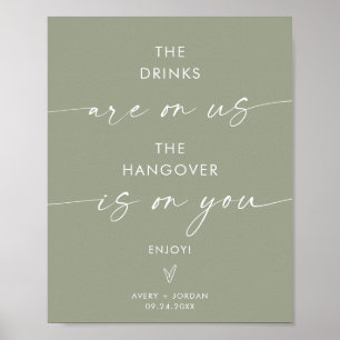 Minimalist Wedding Open Bar Sign Modern Bar Sign