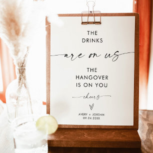 Minimalist Wedding Open Bar Sign Modern Bar Sign