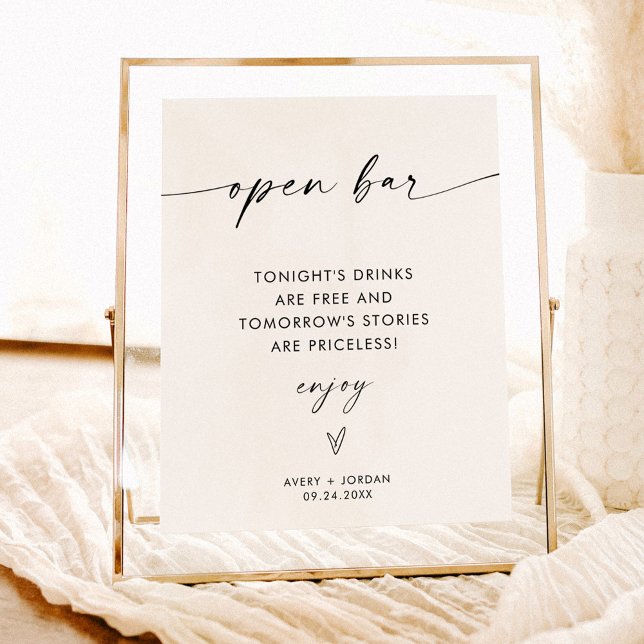 Minimalist Wedding Open Bar Sign, Modern Bar Sign (Creator Uploaded)