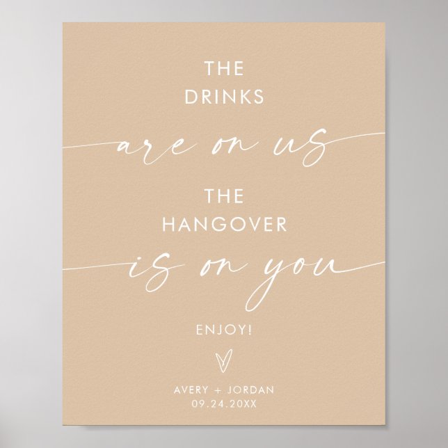 Minimalist Wedding Open Bar Sign | Modern Bar Sign (Front)