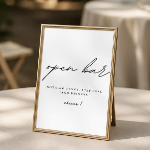 Minimalist Wedding Open Bar Sign Poster