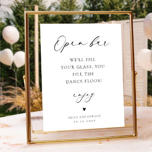 Minimalist Wedding Open Bar Table Sign