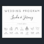 Minimalist Wedding Order of Events Timeline Sign<br><div class="desc">Elegant black and white Wedding program timeline sign features wedding icons and modern typography. This ceremony program sign is fully customisable,  so you can change icons size and order,  all text,   colours and background to better match your wedding theme!</div>
