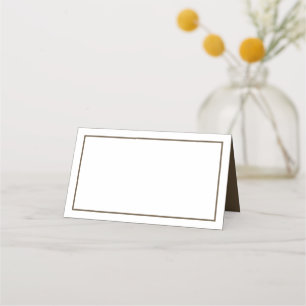 Minimalist Wedding Party Brown White Modern Place Card