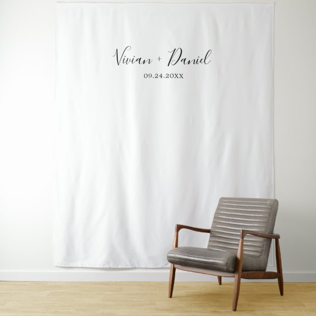 Minimalist Wedding Photo Backdrop Tapestry (In Situ)