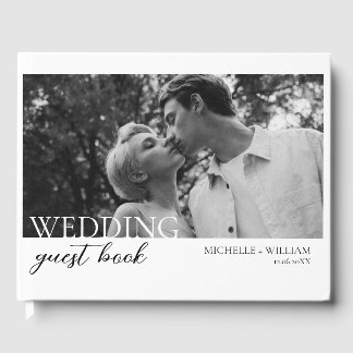 Minimalist Wedding Photo Guest Book with Initials