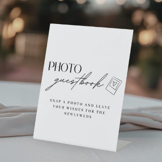 Minimalist Wedding Photo Guestbook Pedestal Sign