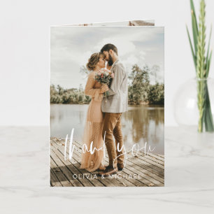Minimalist Wedding Photo Handwritten Thank You 