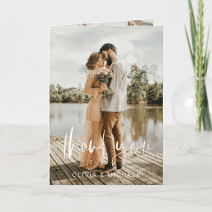 Minimalist Wedding Photo Handwritten Thank You Card