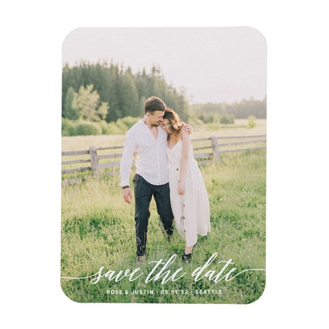 Minimalist Wedding Photo Save the Date Card Magnet (Vertical)