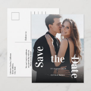Minimalist Wedding Photo Save the date postcard