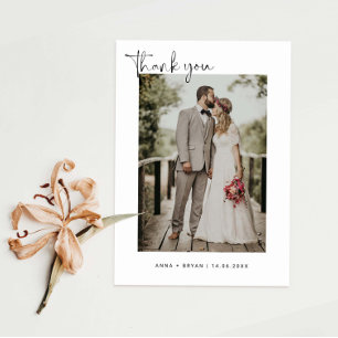 Minimalist Wedding Photo  Thank You Card