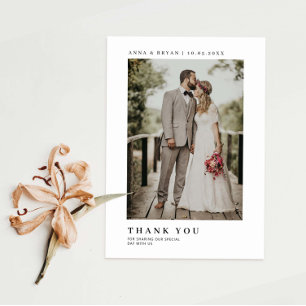 Minimalist Wedding Photo  Thank You Card