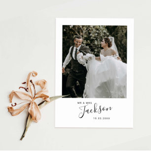 Minimalist Wedding Photo Thank You Card
