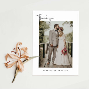 Minimalist Wedding Photo  Thank You Card