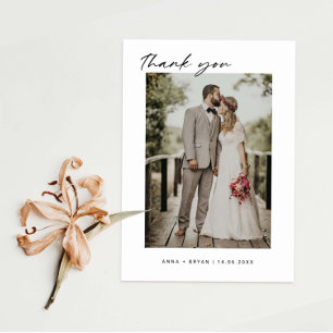 Minimalist Wedding Photo  Thank You Card