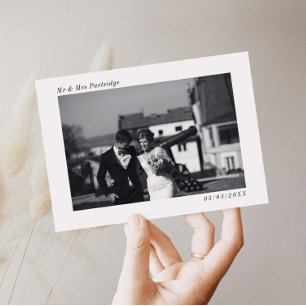 Minimalist Wedding Photo Thank You Card