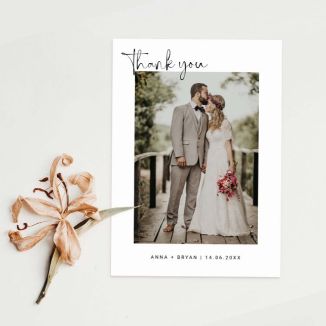 Minimalist Wedding Photo  Thank You Card (Creator Uploaded)
